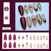 24pcs Sweet Cool False Nails Purple Love Almond Fake Nails Tips for Women Wearable Detachable Spice Girl French Press on Nails