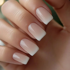 24pcs/set short Medium square fake nails for women gradient nude pink flowers french almond summer tips press on false nail art