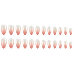 24pcs Nude Pink False Nails Sweet Gradient Pink Almond Fake Nail Tips Wearable Detachable INS Simple Nude Color Press on Nails
